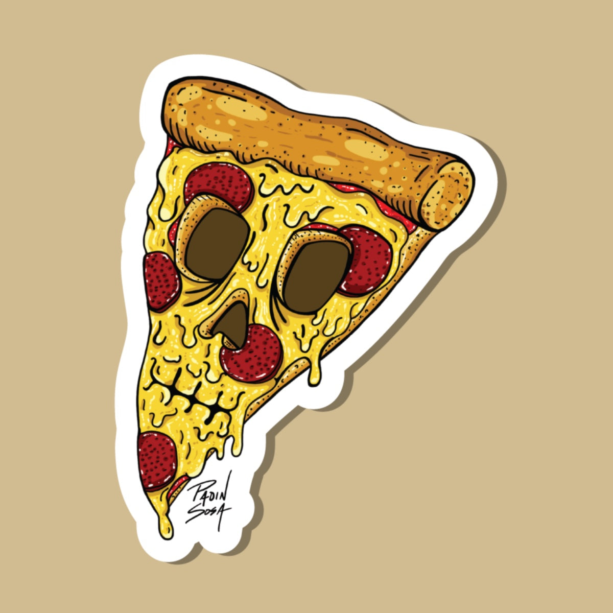 Pizza Skull Sticker