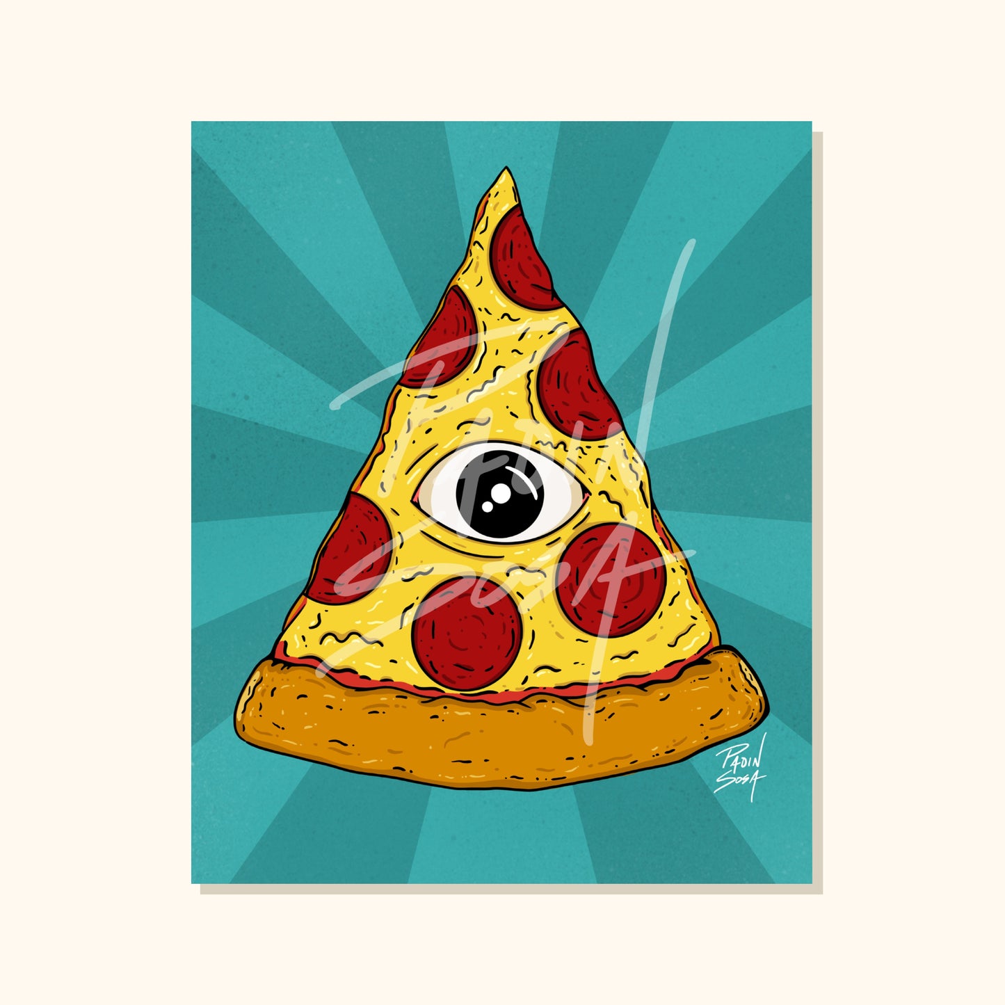 All Seeing Pizza Print